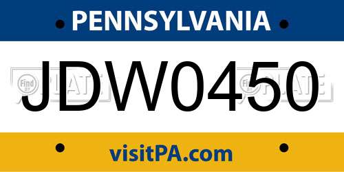 JDW0450 Pennsylvania License Plate