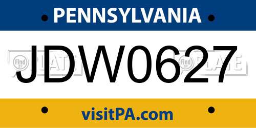JDW0627 Pennsylvania License Plate