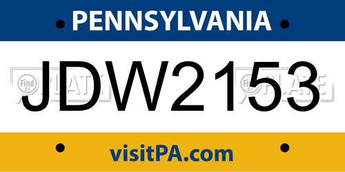 JDW2153 Pennsylvania License Plate