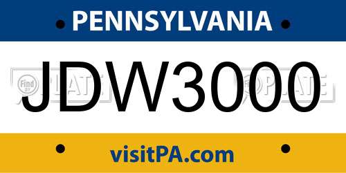 JDW3000 Pennsylvania License Plate