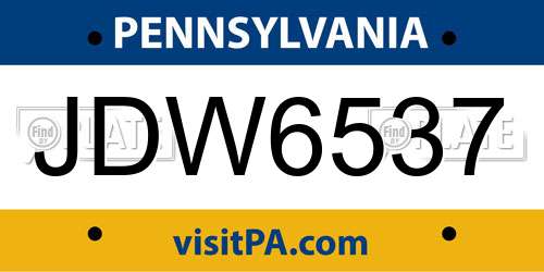 JDW6537 Pennsylvania License Plate