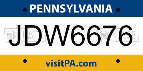 JDW6676 Pennsylvania License Plate