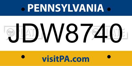 JDW8740 Pennsylvania License Plate