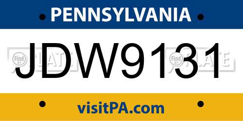 JDW9131 Pennsylvania License Plate