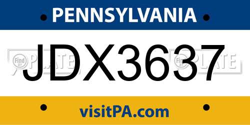 JDX3637 Pennsylvania License Plate