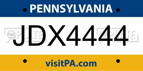 JDX4444 Pennsylvania License Plate