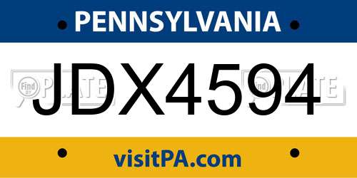 JDX4594 Pennsylvania License Plate