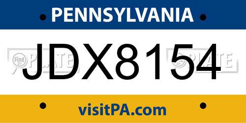 JDX8154 Pennsylvania License Plate