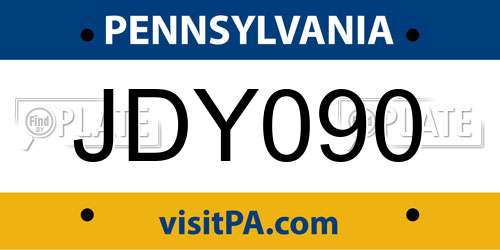 JDY090 Pennsylvania License Plate