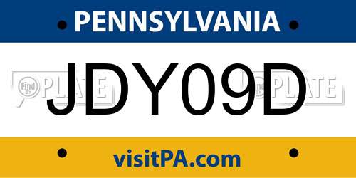 JDY09D Pennsylvania License Plate