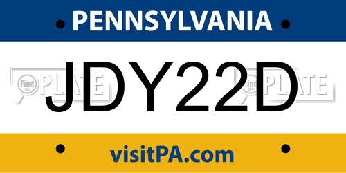 JDY22D Pennsylvania License Plate