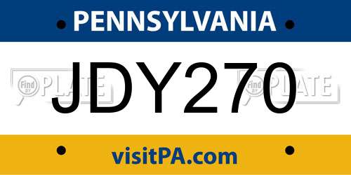 JDY270 Pennsylvania License Plate