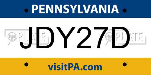 JDY27D Pennsylvania License Plate