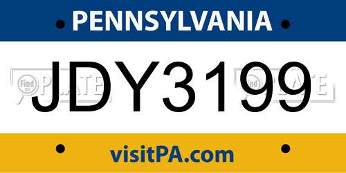 JDY3199 Pennsylvania License Plate