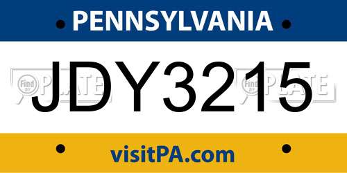 JDY3215 Pennsylvania License Plate