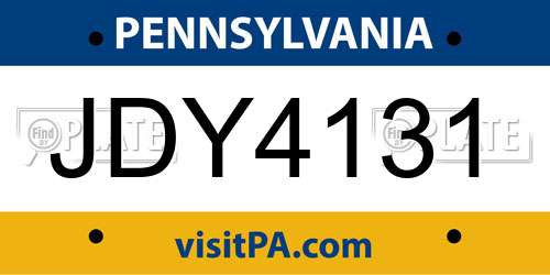 JDY4131 Pennsylvania License Plate