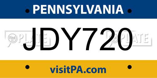 JDY720 Pennsylvania License Plate