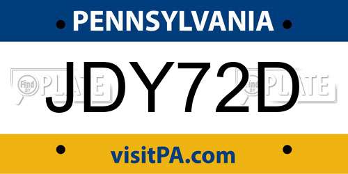JDY72D Pennsylvania License Plate