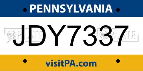 JDY7337 Pennsylvania License Plate