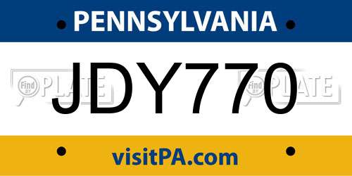 JDY770 Pennsylvania License Plate