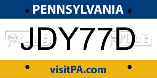 JDY77D Pennsylvania License Plate