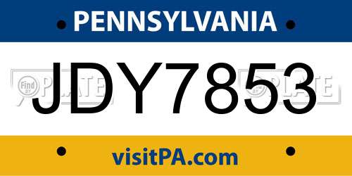 JDY7853 Pennsylvania License Plate