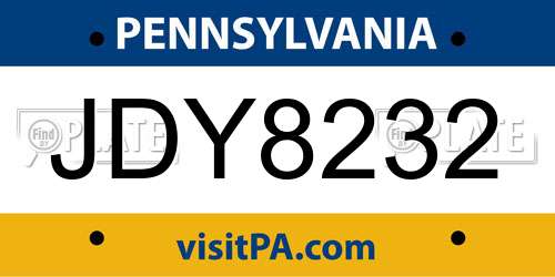 JDY8232 Pennsylvania License Plate