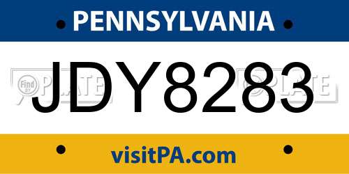 JDY8283 Pennsylvania License Plate