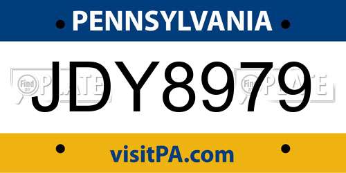 JDY8979 Pennsylvania License Plate
