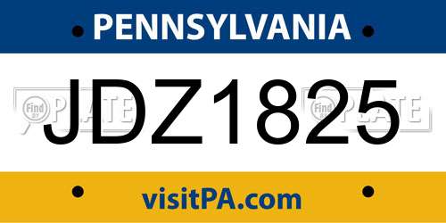 JDZ1825 Pennsylvania License Plate