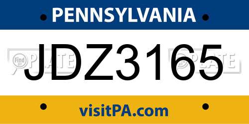 JDZ3165 Pennsylvania License Plate