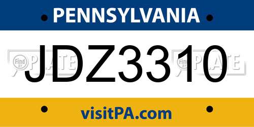 JDZ3310 Pennsylvania License Plate