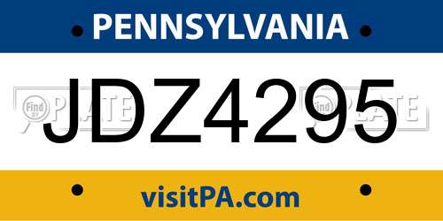 JDZ4295 Pennsylvania License Plate