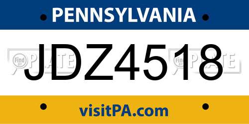JDZ4518 Pennsylvania License Plate