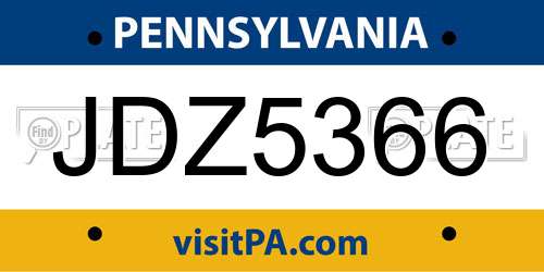 JDZ5366 Pennsylvania License Plate