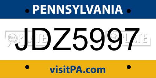 JDZ5997 Pennsylvania License Plate