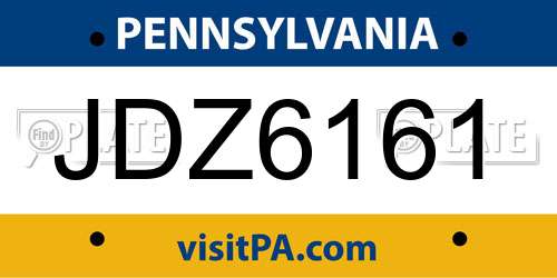 JDZ6161 Pennsylvania License Plate