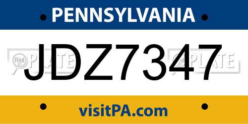 JDZ7347 Pennsylvania License Plate