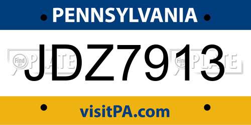 JDZ7913 Pennsylvania License Plate