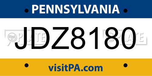 JDZ8180 Pennsylvania License Plate