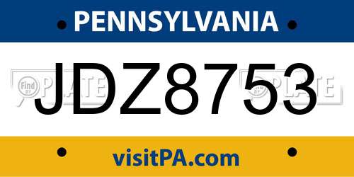 JDZ8753 Pennsylvania License Plate
