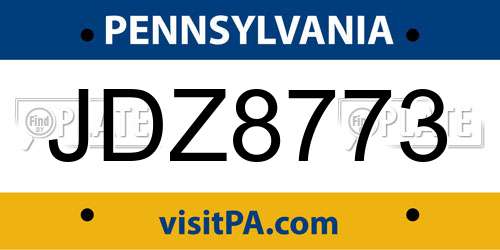 JDZ8773 Pennsylvania License Plate