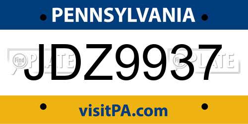 JDZ9937 Pennsylvania License Plate
