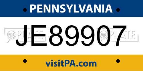 JE89907 Pennsylvania License Plate