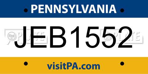 JEB1552 Pennsylvania License Plate
