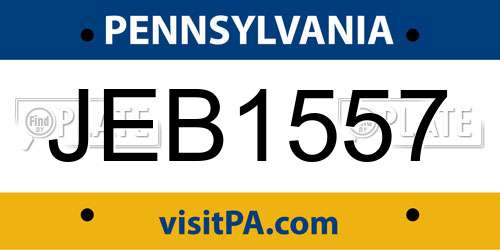JEB1557 Pennsylvania License Plate