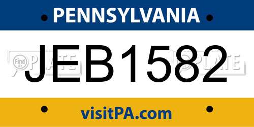 JEB1582 Pennsylvania License Plate