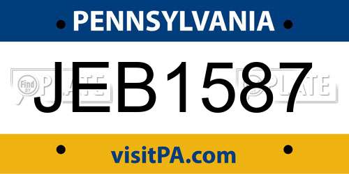 JEB1587 Pennsylvania License Plate