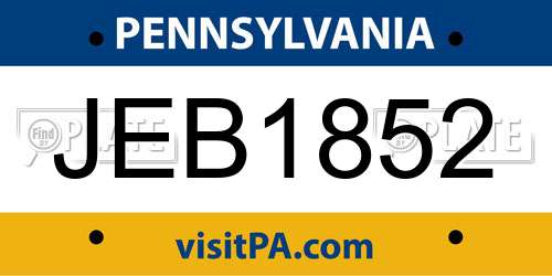 JEB1852 Pennsylvania License Plate