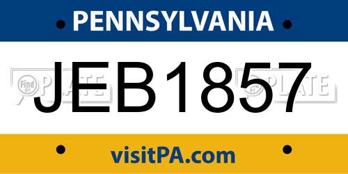 JEB1857 Pennsylvania License Plate